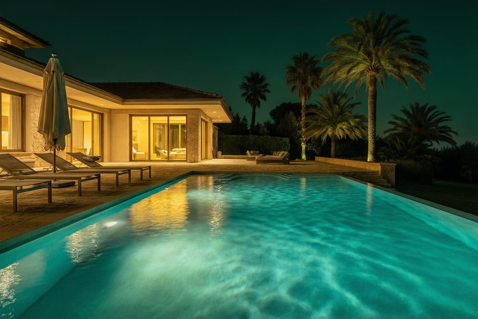 Night Swim Residence, Pool + Terrace + Architectural Lighting